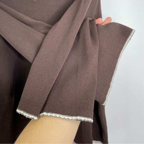 Sigrid Olson brown ribbed knit blouse women's size 2X - Picture 4 of 11